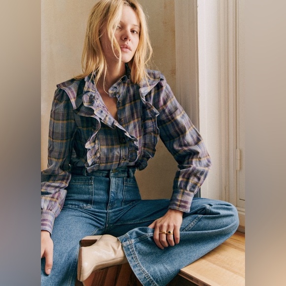 Sezane Tops - Sézane Jane Shirt in Blush Check Print FR 36 / US 4